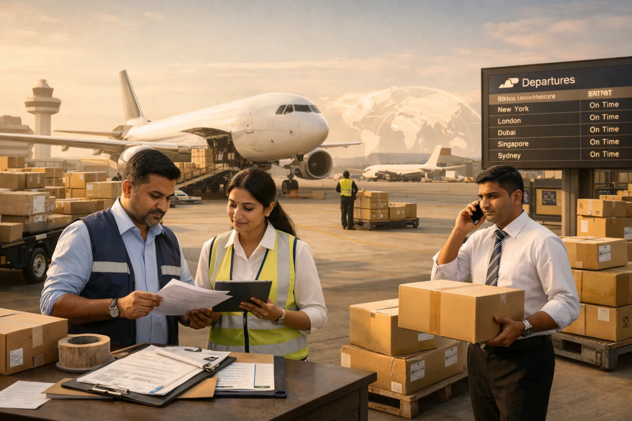 Air-freight coordination at airport cargo terminal