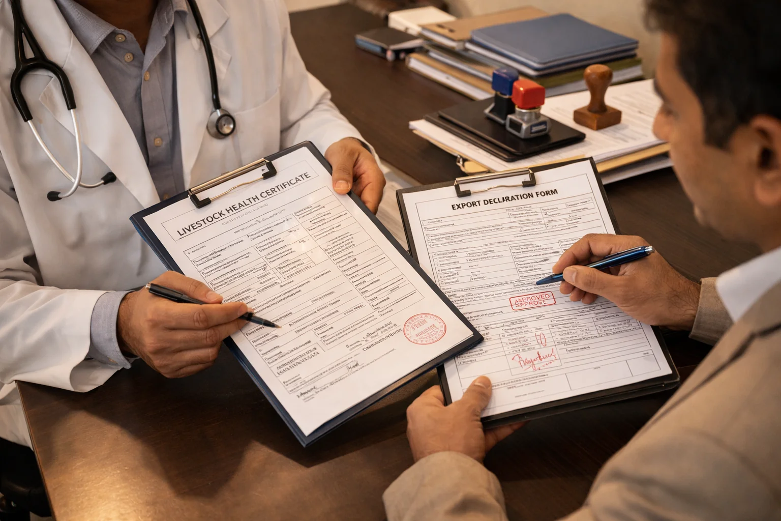 Veterinary checks and export documentation review
