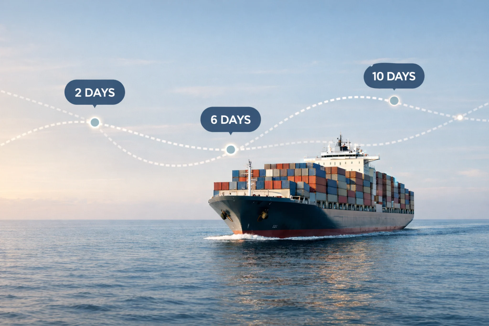 Container ship timeline illustration