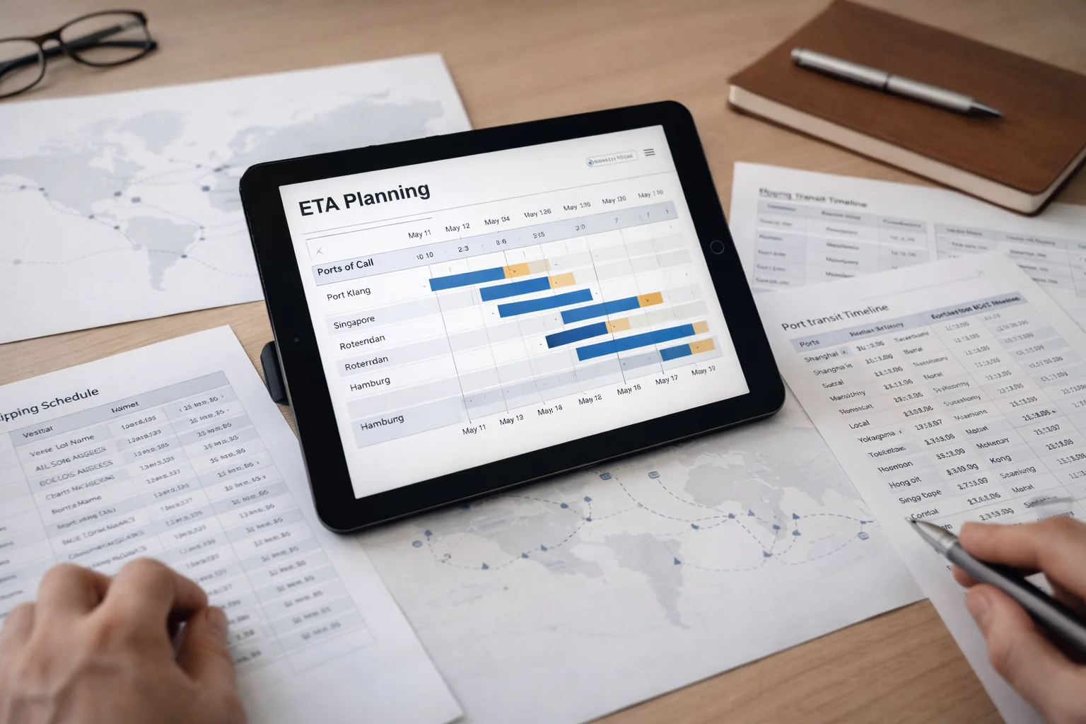 Global shipping routes for weight planning